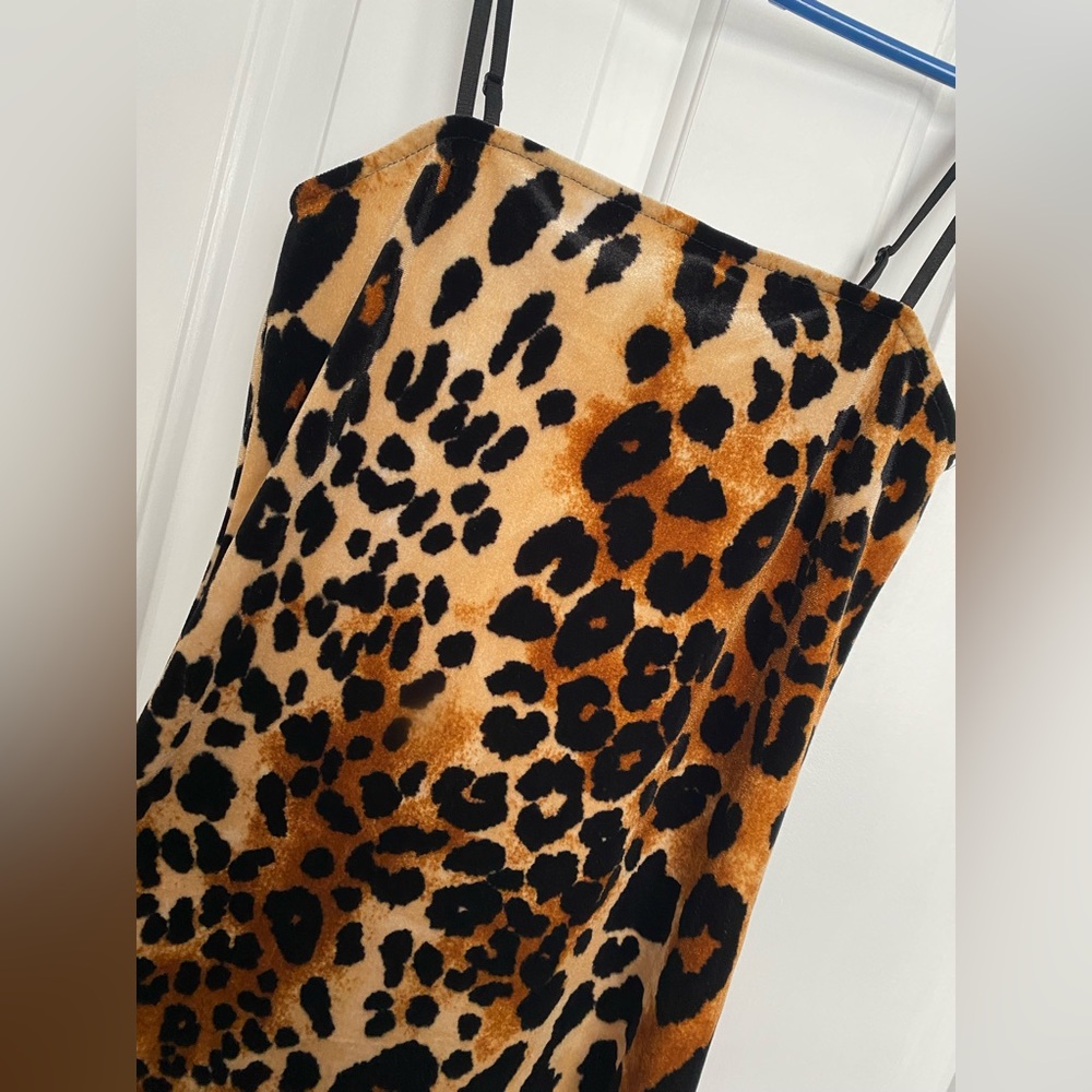 Brand New Leopard Print Spaghetti Strap Cocktail Dress with Tags